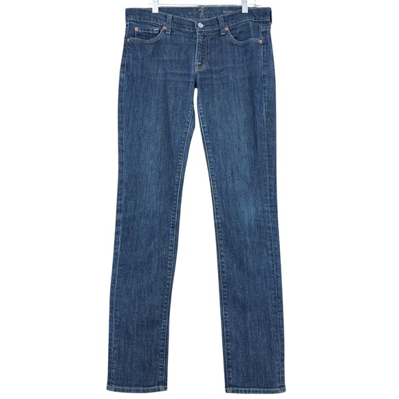 7 For All Mankind Denim - 7 For All Mankind Roxanne Mid Rise Straight Leg Jeans Dark Wash Women's Size 29